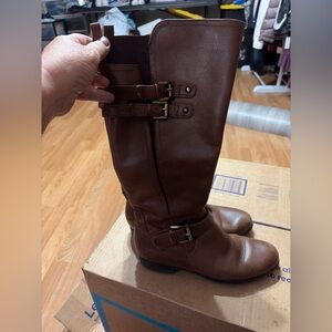 🥾 Naturalizer Brown Leather Knee-High Riding Boots w/ Buckles | Sz 8 ✨